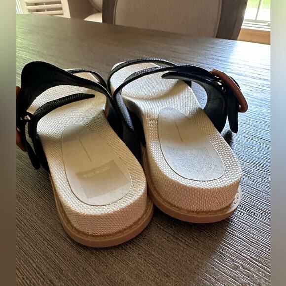 Dolce Vita Genzel Slides Flat Sandals Black Slide on Woven Women’s size 8 New - Picture 4 of 6